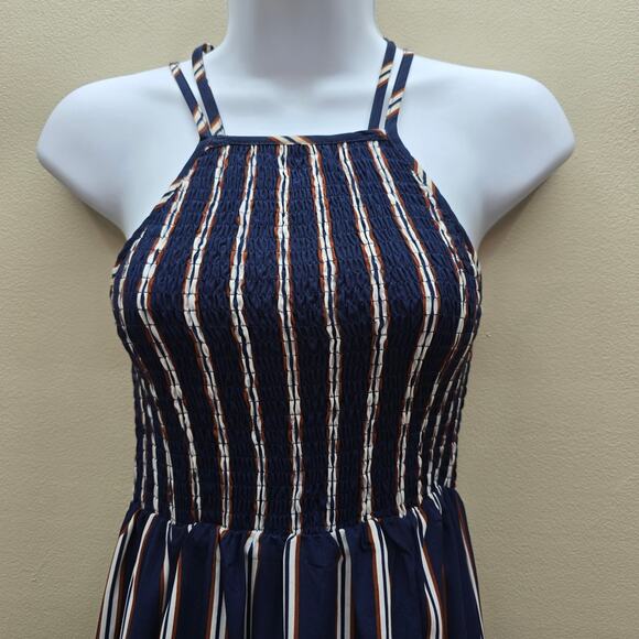 Altar'd State Striped Maxi Dress Side Slits Blue Multicolor Size Small Nautical - Picture 5 of 7